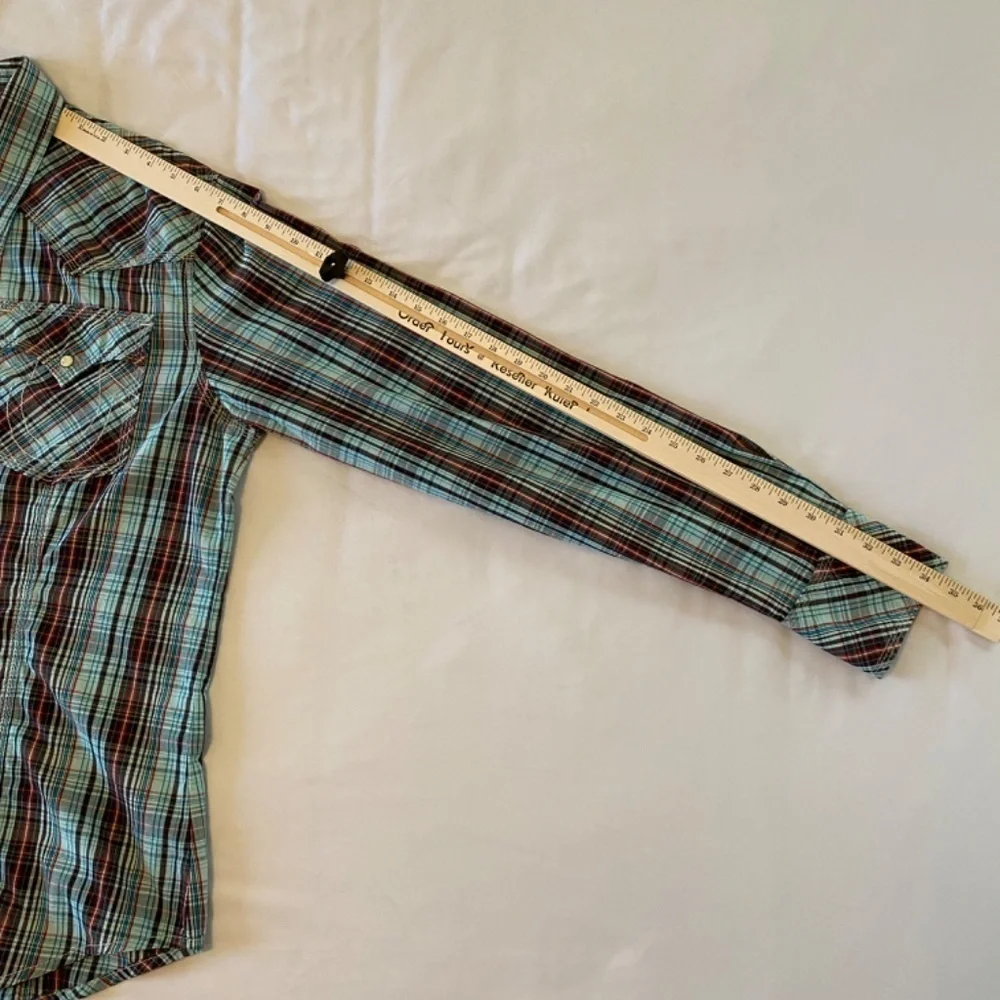 True Religion Brand Pearl Snap Button Plaid‎ Western Shirt (3XL)
